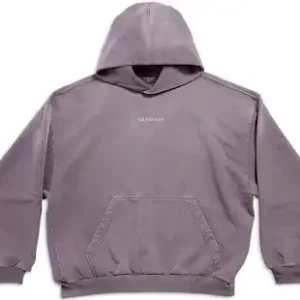 Balenciaga Washed Embroidered Hoodie Purple
