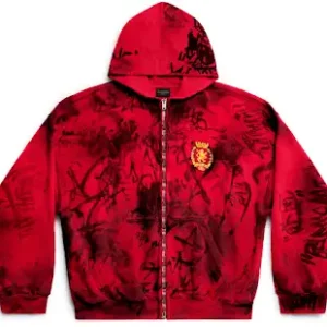 Balenciaga Skater Zip-Up Hoodie Red