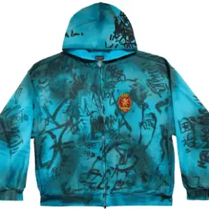 Balenciaga Skater Zip-Up Hoodie Blue