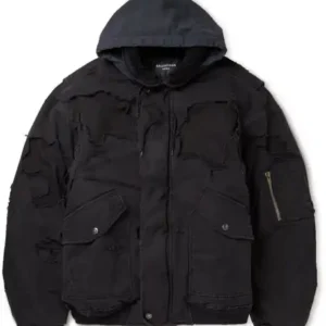 Balenciaga Oversized Distressed Heavy Bomber Jacket
