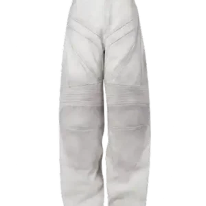 Balenciaga White Baggy Biker Leather Pants