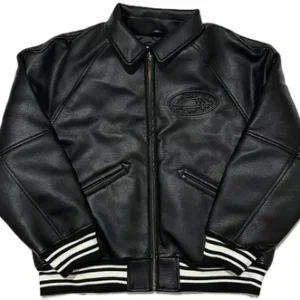 Corteiz Leather Jacket Black