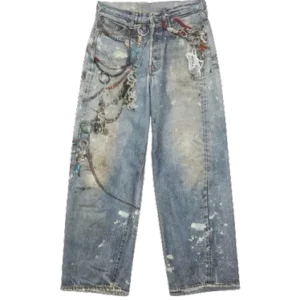 Acne Studios Keychain Print Wide Leg Jeans