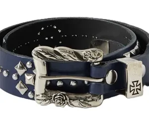 Enfants Riches Deprimes Texas Serenade Studded Leather Belt Blue