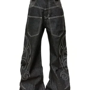 DETW Raw Denim Tribal Pattern Baggy Jeans