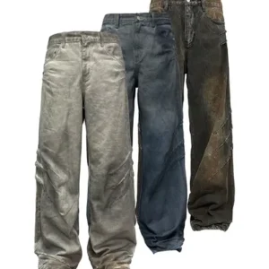 JCAESAR Scratched Baggy Jeans (3 Variants)