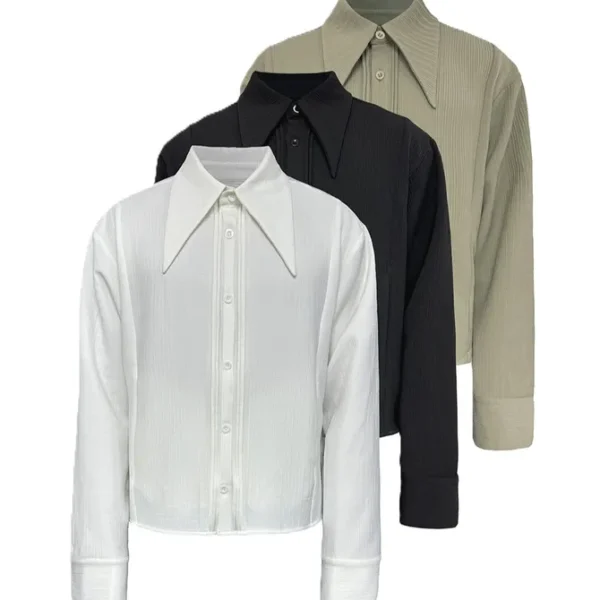 JCAESAR Pointed Collar Button Up Shirt (3 Variants)