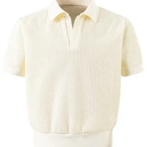 DP Paradis Waffle Pattern Polo Cream