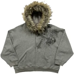 Faux Fur Trimmed Zip-Up Hoodies