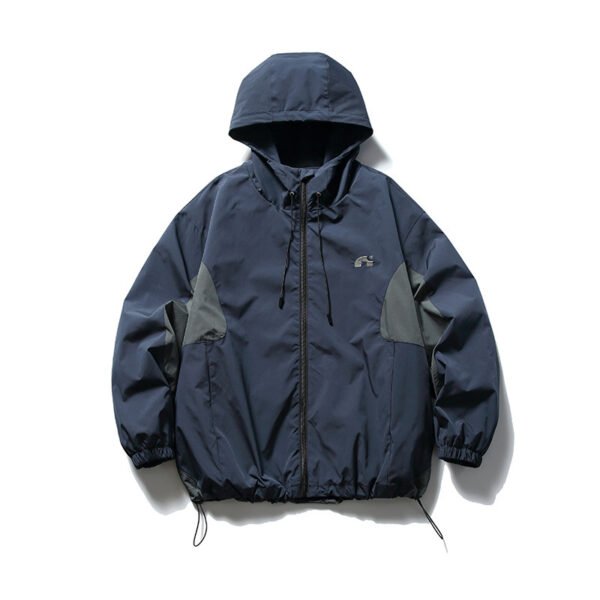 Fashionable outdoor 2024 spring Japanese retro outdoor functional jacket men's fashionable contrast color stitching embroidered hooded jacket