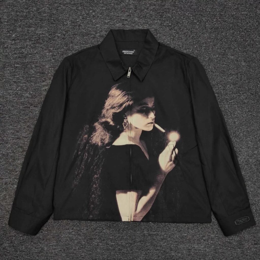 UNDERCOVER High Bridge Shield Smoking Girl Silk Printed Jacket Coat for Men and Women