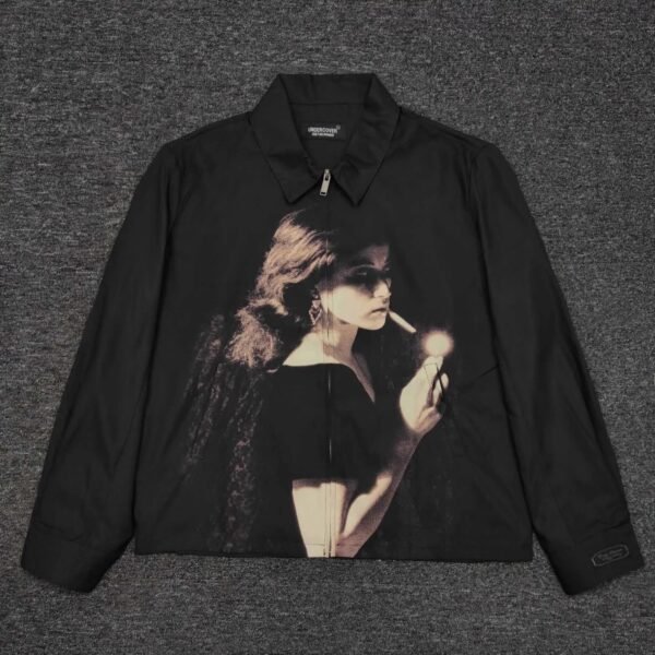 UNDERCOVER High Bridge Shield Smoking Girl Silk Printed Jacket Coat for Men and Women