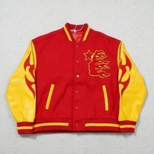 HE Jacket Baseball Suit Red Yellow Sleeve Chest Mask